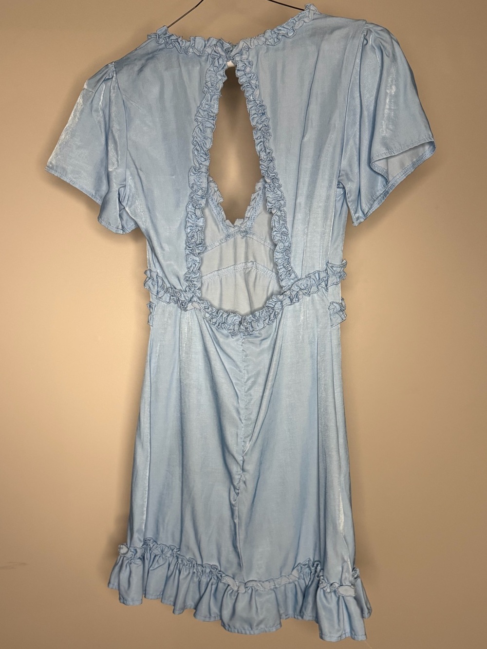 Light Blue Ruffle Trim Mini Dress - Picture 2 of 2